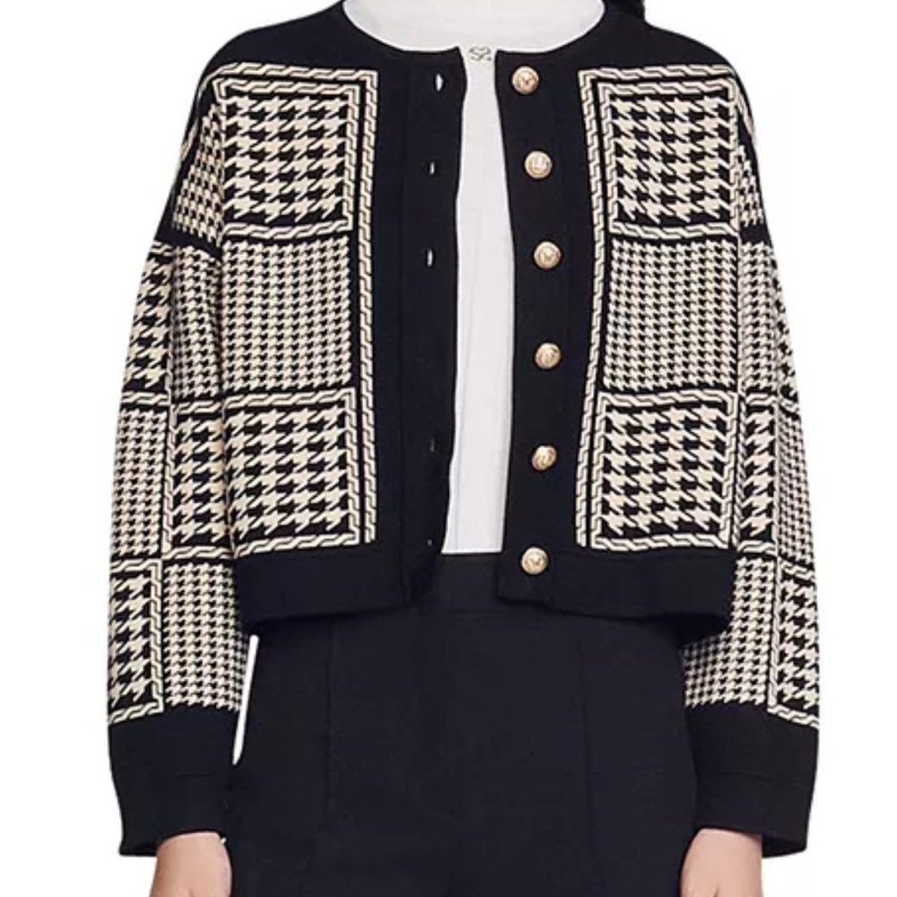 Sandro Jules Houndstooth Cardigan